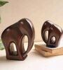 (Set Of 2) Brown Mango Wood Handcrafted Elephant Pair