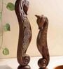 Set Of 2 Brown Wooden Seahorse Decor Pair