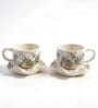 (Set of 2) Christmas Berry Ceramic Tea Cup & Saucer (Green & White)