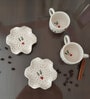 (Set of 2) Christmas Theme Ceramic Tea Cup & Saucer (Red & White)