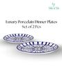 (Set of 2) Luxury Scratch & Chip Resistant Bone-Ash Free Porcelain Dinner Plate