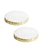 (Set of 2) Marble Handmade 4.5 inch Dia White Trivet- Large