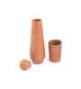 (Set Of 2) Mud Red Terracota Tapered  Bottle With Lid & Tumbler