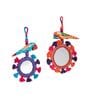 (Set Of 2) Multicolor Thread Thread & Bead  Tassel Hanging With Mirror