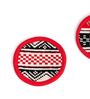 (Set Of 2) Red Cloth Toda Hand-Embroidered Round  Coasters