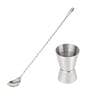 (Set of 2) Stainless Steel Teardrop Bar Spoon With Tall Peg Measure 30/60 ml (Silver)
