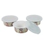 (Set of 3 ) 300ml Melamine Airtight Serving Bowl with Tray (White)