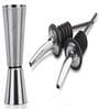 (Set of 3)- Stainless Steel Tall Peg Measure 30 & 60 ml with 2 Wine Pourer (Silver)