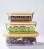 (Set of 3) Airtight Glass Container with Wooden Lid   Storage Jar (Transparent)