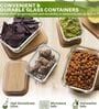 (Set of 3) Airtight Glass Container with Wooden Lid   Storage Jar (Transparent)