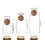 (Set of 3) Airtight Glass Storage Jar with Cork Ball Lid   Round Kitchen Container (Transparent)