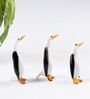 (Set Of 3) Black & White Glass Coloured Penguin