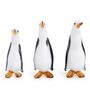 (Set Of 3) Black & White Glass Coloured Penguin