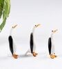 (Set Of 3) Black & White Glass Coloured Penguin