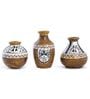 (Set Of 3) Brown Terracotta Hand-Painted Vase