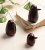 (Set Of 3) Brown Wooden Handcrafted Wooden Bird Decor