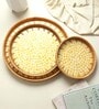 (Set of 3) Classic & Rattan Ceramic Serving Tray (Yellow)