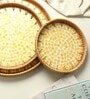 (Set of 3) Classic & Rattan Ceramic Serving Tray (Yellow)