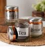 (Set of 3) Classic Collection 360ml Airtight Glass Tea Coffee Sugar Jars