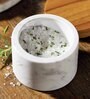 Handmade Marble Condiment Set with Sheesham Wood Lid (White)