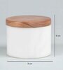 Handmade Marble Condiment Set with Sheesham Wood Lid (White)