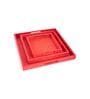 (Set Of 3) Red Bamboo Handwoven  Tray Set