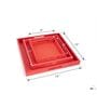 (Set Of 3) Red Bamboo Handwoven  Tray Set