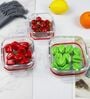 (Set of 3) Square Collection 300ml 500ml 800ml Airtight Glass Storage Containers