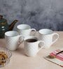 (Set of 4 ) 200ml Golden Line Embossed Designer Coffee Mug (White)