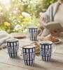 (Set of 4) 250 ml Porcelain Mug (Blue & White)