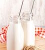 (Set of 4) 500ml Glass Bottle with Airtight Leak-Proof Cap   Milk, Juice, Water, Shakes, Fridge Storage, Outdoor (Transparent)