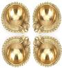 (Set of 4) Akhand Diwali Metal Pooja Diya (Gold)