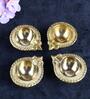 (Set of 4) Akhand Diwali Metal Pooja Diya (Gold)