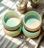(Set of 4) Handcrafted Dual Tone 150ml Dinner Bowl (Green)