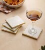 (Set of 4) Handmade 4 Inch Dia Marble Table Coaster with Gold Foil
