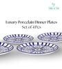 (Set of 4) Luxury Scratch & Chip Resistant Bone-Ash Free Porcelain Dinner Plate