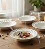 (Set of 4) Premium Scratch & Chip Resistant Porcelain Deep Plate