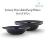 (Set of 4) Premium Scratch & Chip Resistant Porcelain Deep Plate