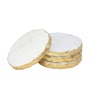 (Set of 4) Round Marble with Brass Inlay Table Coster