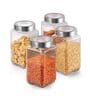 (Set of 4) Square Collection 1000ml See Through Lid Glass Storage Jars
