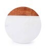 (Set of 4) Vintage Round Handmade Marble & Acacia Wood Coaster Set