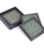 (Set Of 5) Black Bamboo Handwoven  Coaster Set With Wooden Case