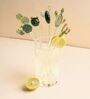(Set Of 5) Green Glass Cactus Shaped Stirrers