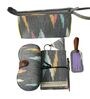(Set Of 5) Grey Cloth Patterned Travel Cum Organiser Kit