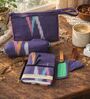 (Set Of 5) Purple Cloth Purple Ikkat Edition Travel Cum Organiser Kit