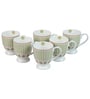 (Set of 6 ) 180ml Floral Designer Ceramic Coffee Mug (White)