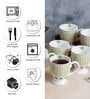 (Set of 6 ) 180ml Floral Designer Ceramic Coffee Mug (White)