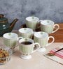 (Set of 6 ) 180ml Floral Designer Ceramic Coffee Mug (White)