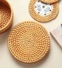 (Set of 6)  3.9 Inch Rattan Coasters with Storage Box (Brown)
