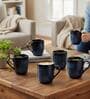 (Set of 6) 250 ml Porcelain Mug (Blue)